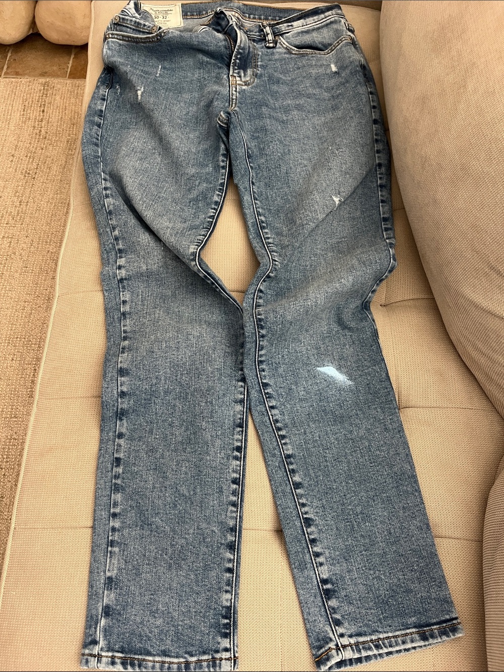 Abercrombie & Fitch Men's Straight-Leg Jeans in Medium Blue Wash